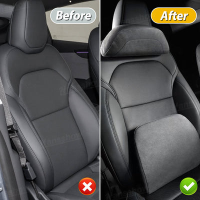 Headrest & Lumbar Support Pillow for Tesla Model Y installed view