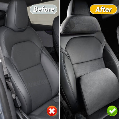 Headrest & Lumbar Support Pillow for Tesla Model Y installed view