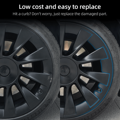Installed view of Model Y 20-Inch Wheel Hub Protector Covers on Tesla