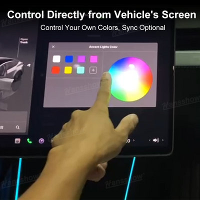 Model Y Juniper Ambient Lighting glowing in Tesla Model Y