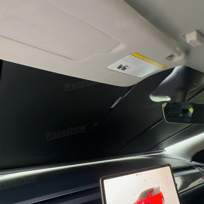 Electric Front Windshield Sunshade for Tesla Model Y Juniper - close-up of material