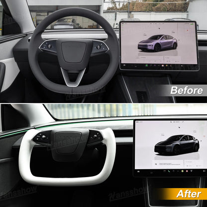 Model Y Yoke Steering Wheel Nappa close-up detail