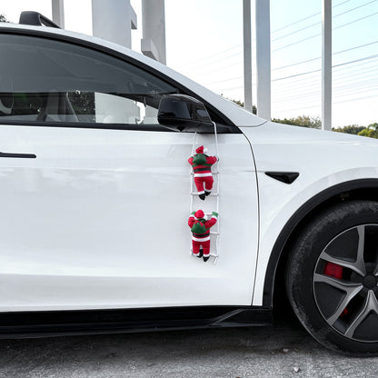 Climbing Santa Claus Decoration for Tesla Model Y with holiday gifts