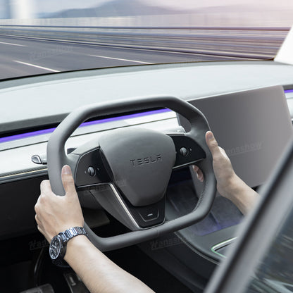 Cyber Steering Wheel for Model Y / 3 Inspired by Cybertruck Style - Front view
