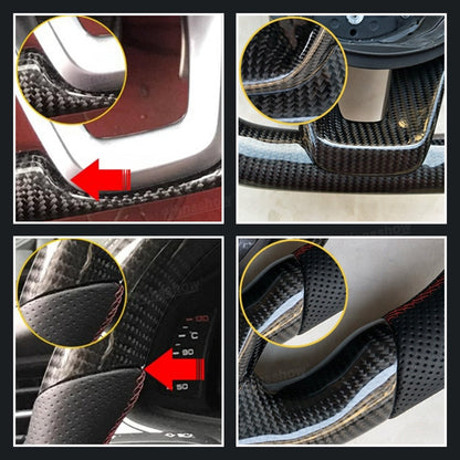 Model Y/3 Real Carbon Fiber Sport Round Steering Wheel Heated - installed view