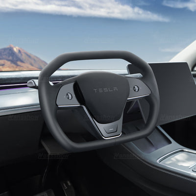 Cyber Steering Wheel for Model Y / 3 Inspired by Cybertruck Style - Close-up of material