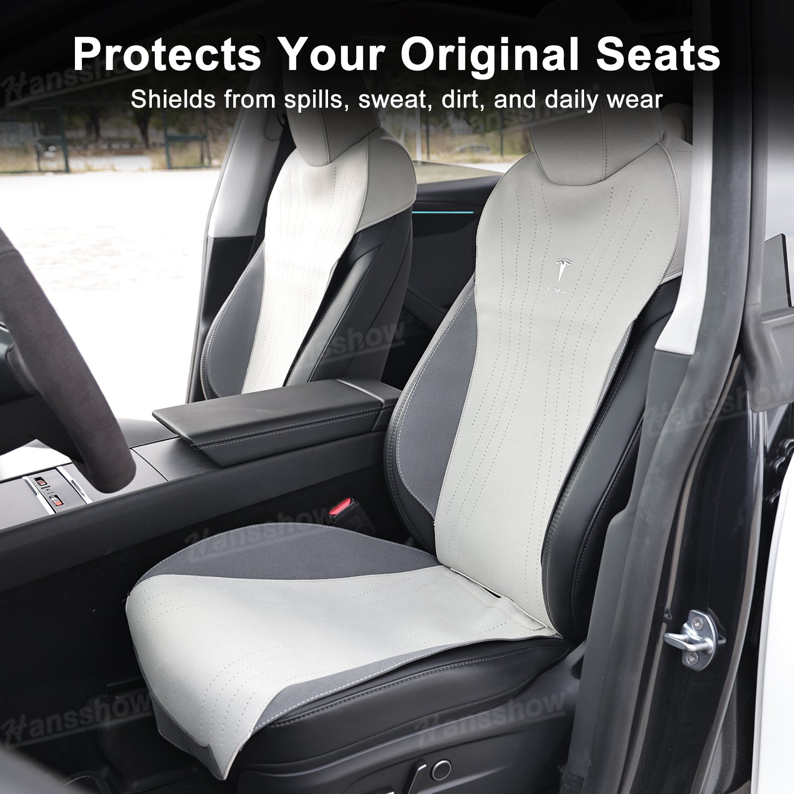 Alcantara Seat Cushion for Tesla Model Y & Model 3 passenger side
