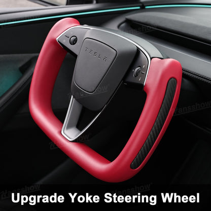 Nappa leather texture of Model Y Juniper Yoke Steering Wheel
