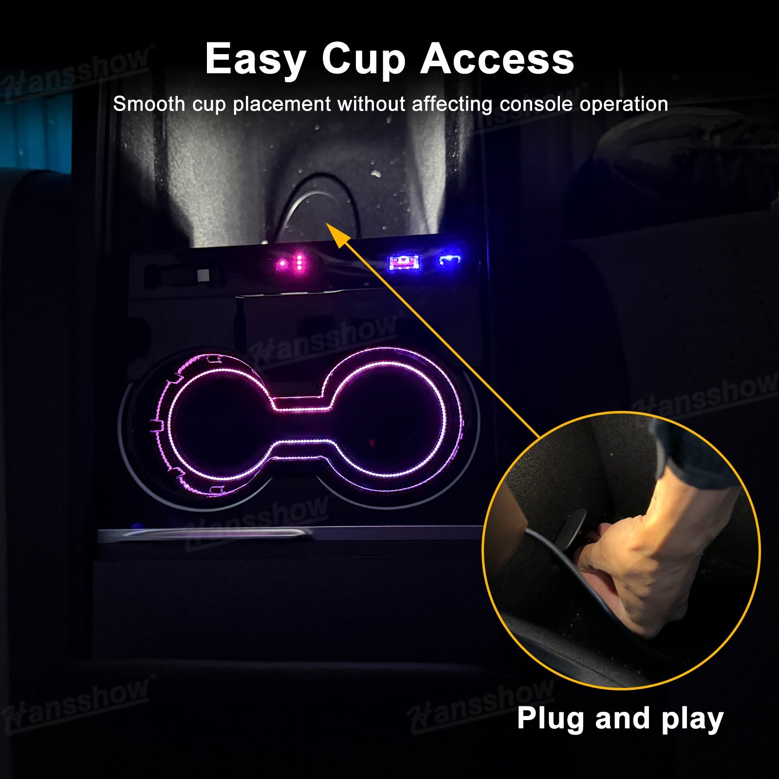 Model Y Juniper Center Console Cup Holder with Ambient Light - Fragrance Level Adjustment