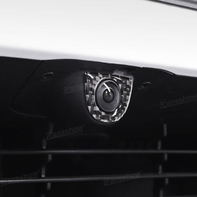 Model Y Juniper Flexible Urethane Carbon Fiber Front Camera Frame Sticker - top view