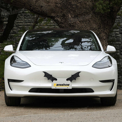 Side angle of License Plate Bat Wing Kit on Tesla Model Y Juniper