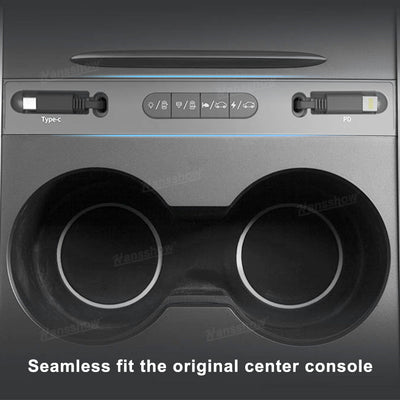 Tesla Model 3 Y USB Hub Physical Controls Close-up