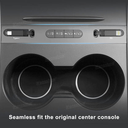 Tesla Model 3 Y USB Hub Physical Controls Close-up