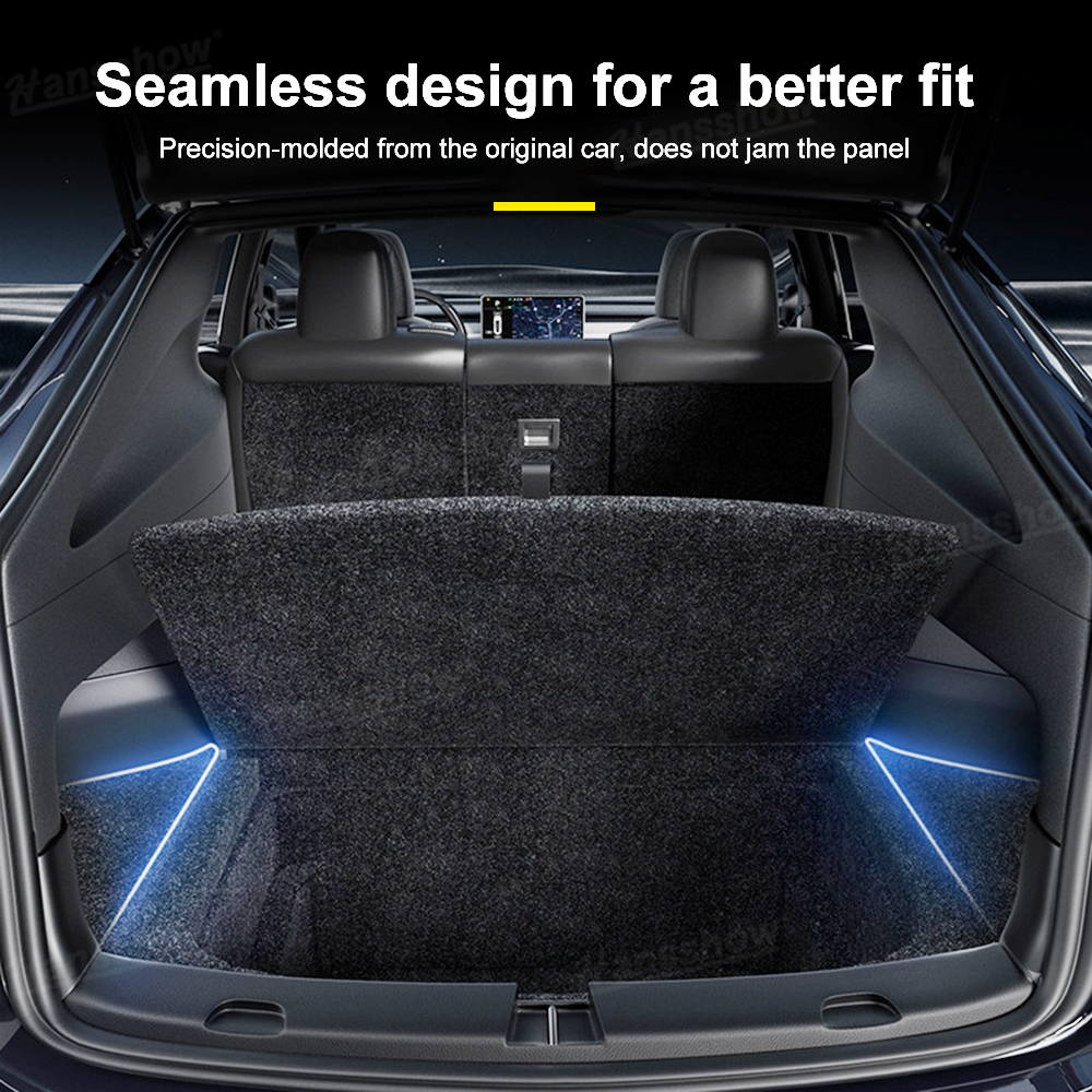 Model Y Juniper Rear Trunk Organizer showing secured items