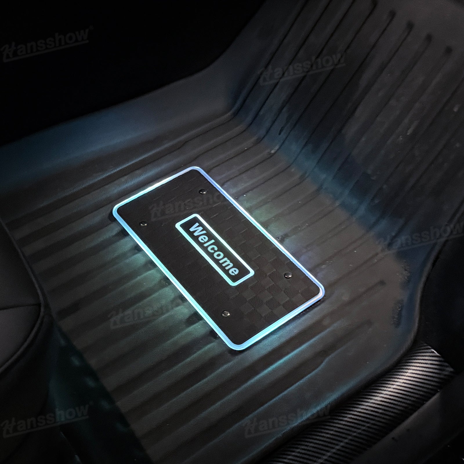 Model Y Juniper LED Floor Mat Lights with Tesla Logo - bright and vibrant colors