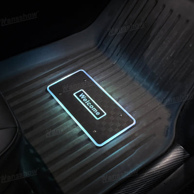 Model Y Juniper LED Floor Mat Lights with Tesla Logo - bright and vibrant colors