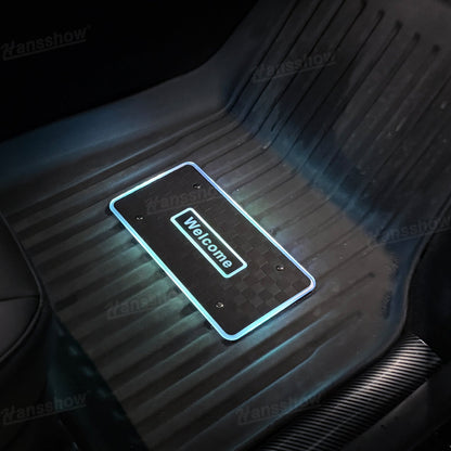 Model Y Juniper LED Floor Mat Lights with Tesla Logo - bright and vibrant colors