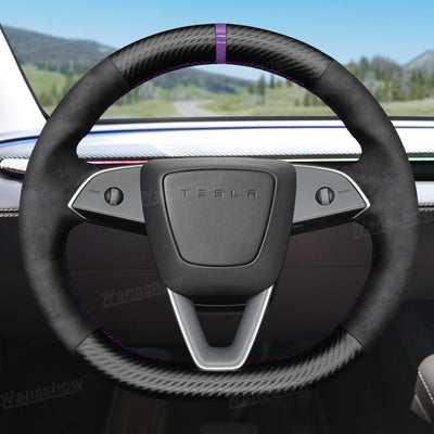 Model Y Juniper Steering Wheel Wrap installed in vehicle