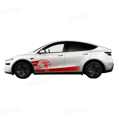 Detail of Eagle Head design on Model Y Juniper Vinyl Wrap Body Decal Kit