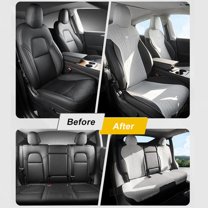 Alcantara Seat Cushion for Tesla Model Y & Model 3 installed