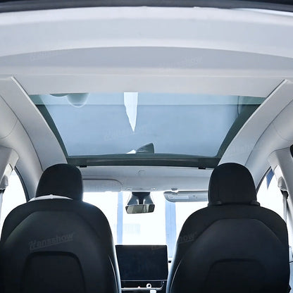 Electric Powered Sunshade for Tesla Model Y - panoramic view