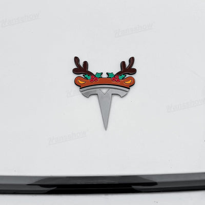 3D Christmas Decorations Waterproof Sticker for Tesla front view
