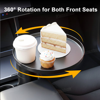 Model Y Juniper Center Console Tray Table 360° Rotating installed view