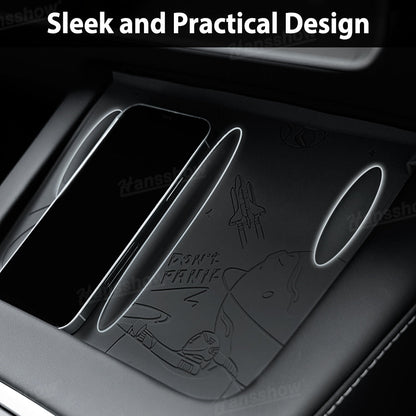 Model Y Juniper Wireless Charging Silicone Pad installed in console