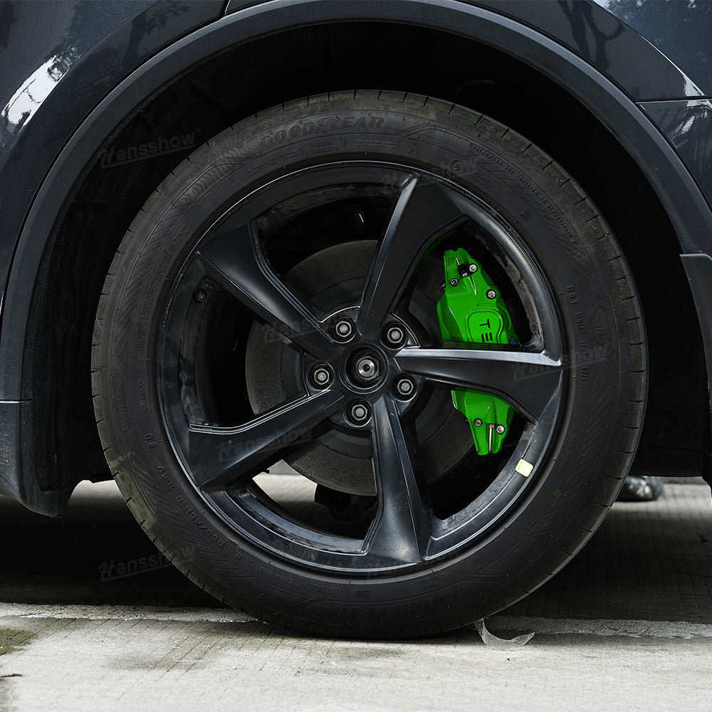 Model Y Juniper Wheel Brake Caliper Cover Set with Tesla Logo - Side angle