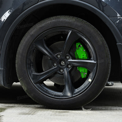 Model Y Juniper Wheel Brake Caliper Cover Set with Tesla Logo - Side angle