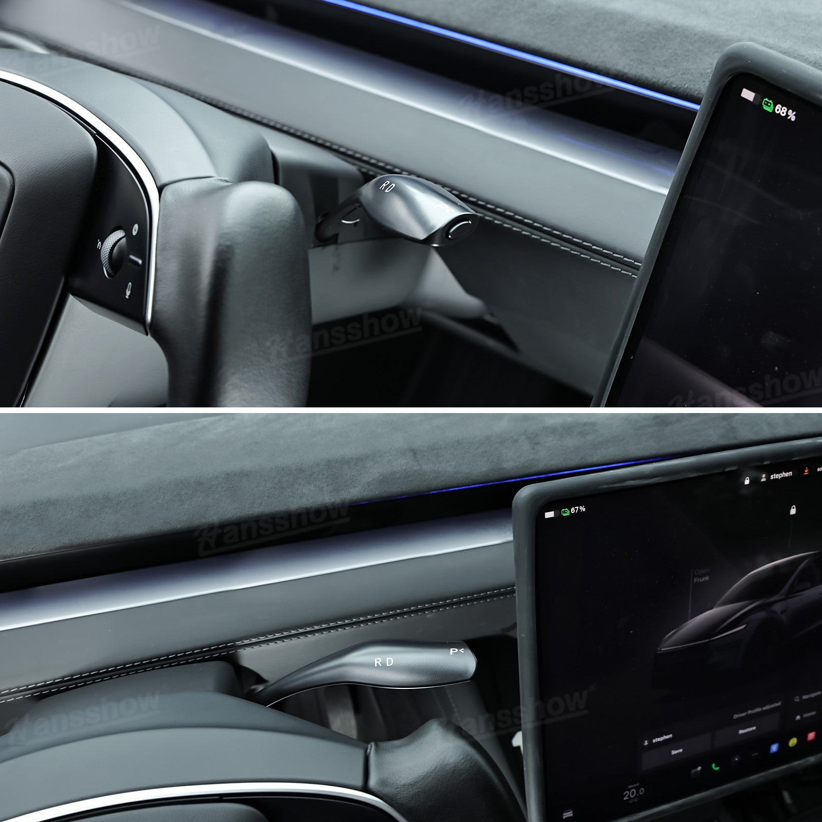 Model Y Juniper Right Side Gear Shift Control Stalks Upgrade Kit - Full interior shot