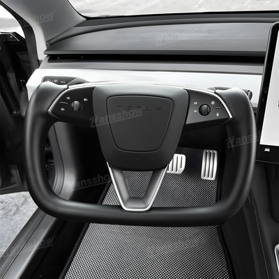 Model Y Juniper Yoke Steering Wheel Alcantara / Nappa Leather Driving Wheel - front view
