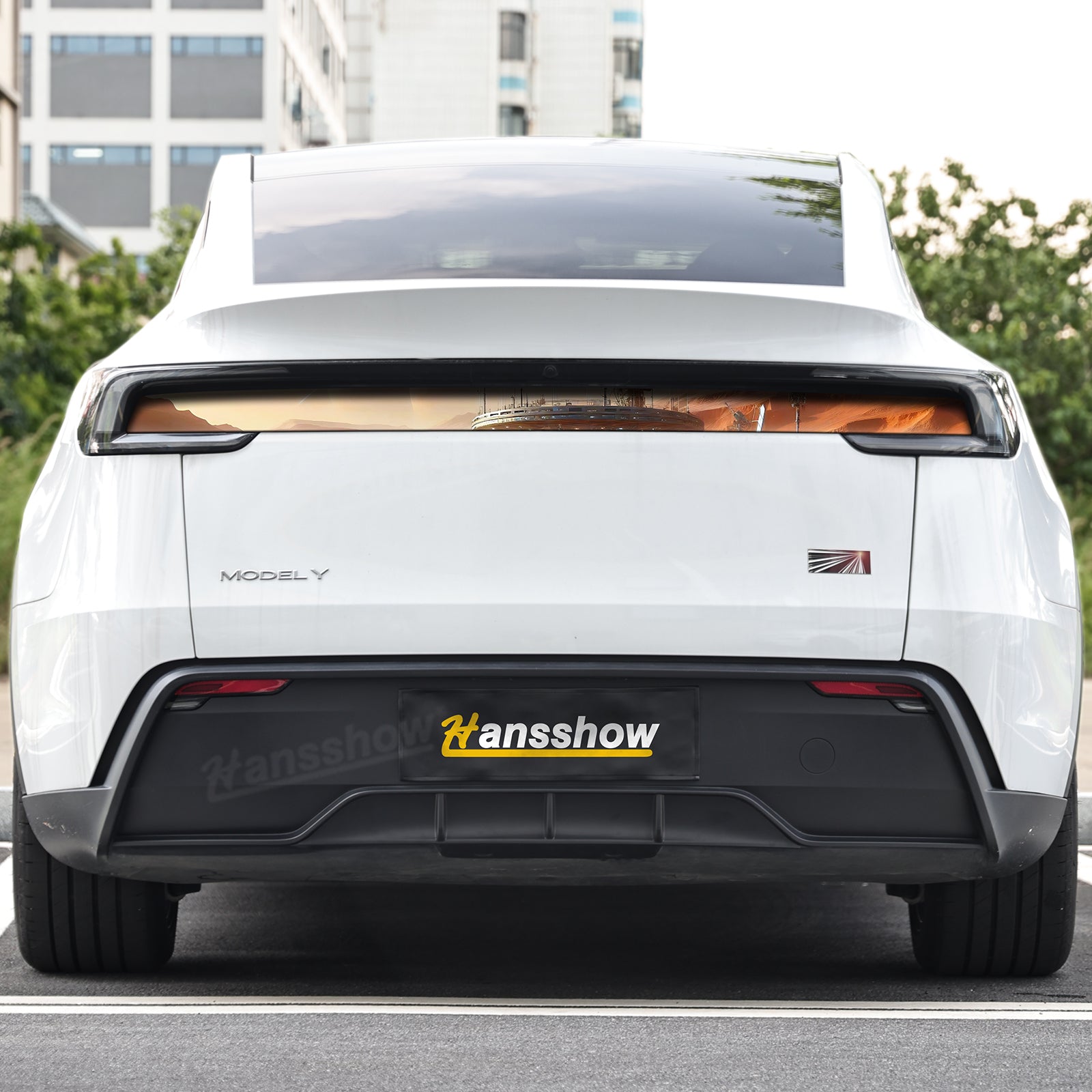 Model Y Juniper Liftgate Panel Wrap Vinyl Wrap Tailgate Applique - front view