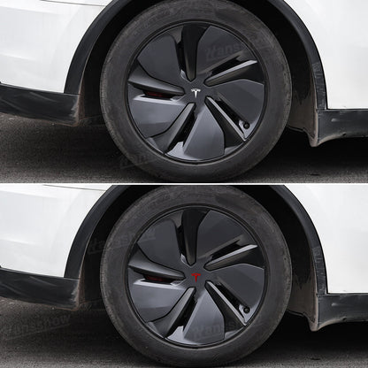 Model Y Juniper/3 Highland 3D Wheel Hub Center Cap Emblem close-up detail
