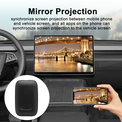 Wireless CarPlay Adapter AI Box for Tesla Model Y Juniper - installed view