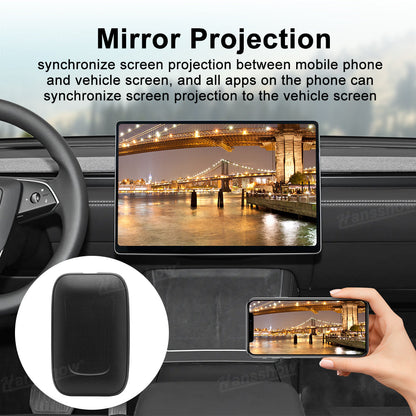 Wireless CarPlay Adapter AI Box for Tesla Model Y Juniper - installed view
