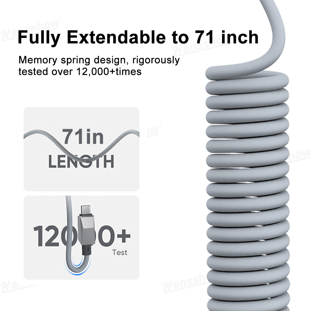 100W Fast Charging Retractable Cable with Cyber-Inspired Design & Magnetic...