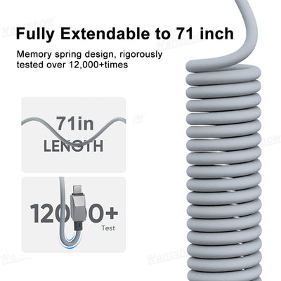100W Fast Charging Retractable Cable with Cyber-Inspired Design & Magnetic - Cable retracted