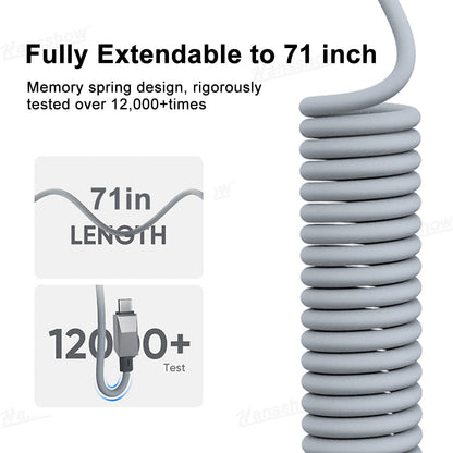 100W Fast Charging Retractable Cable with Cyber-Inspired Design & Magnetic...