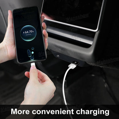 Type-C to USB Adapter with TESLA Logo for Tesla Model Y Juniper - close-up of logo