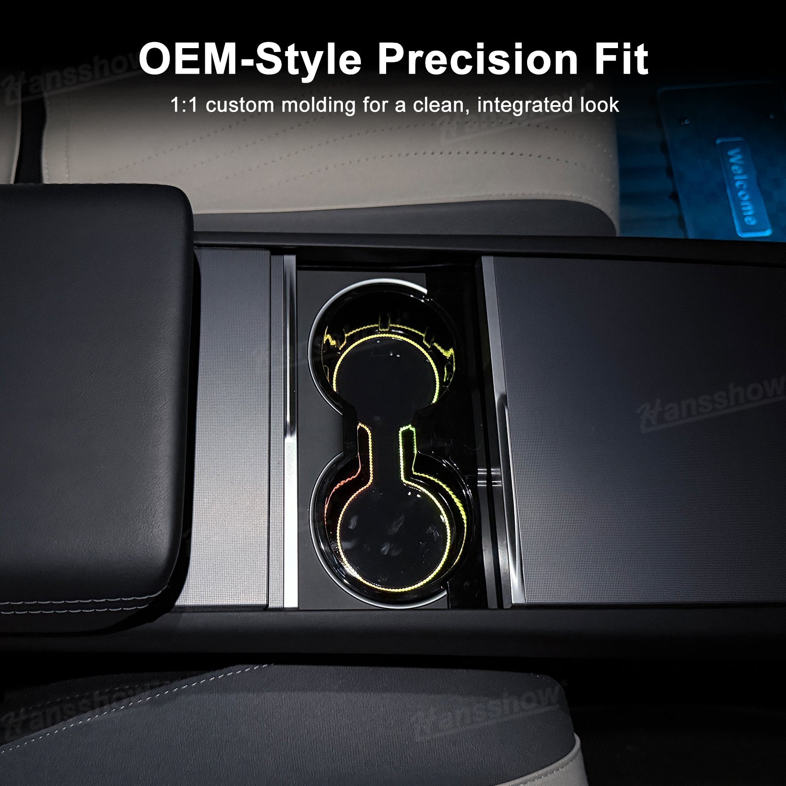 Model Y Juniper Center Console Cup Holder with Ambient Light - Compatibility with Model Y