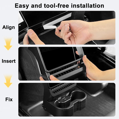 Rear Cup Holder with Air Vent Cover for Tesla Model Y Juniper - Vent Protection Detail