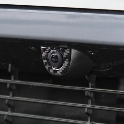 Model Y Juniper Flexible Urethane Carbon Fiber Front Camera Frame Sticker - back view