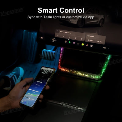 Model Y Juniper Ambient Lighting for Wireless Charging Port - close-up detail