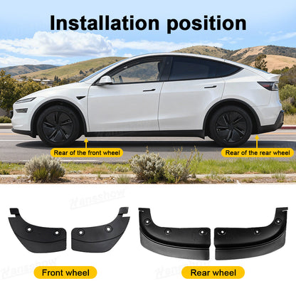 Model Y Juniper Mud Flaps Hidden Splash Guard side angle