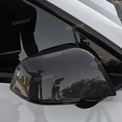 Model 3/Y Real Carbon Fiber Rearview Mirror Cover for Tesla Model Y - detail on vehicle