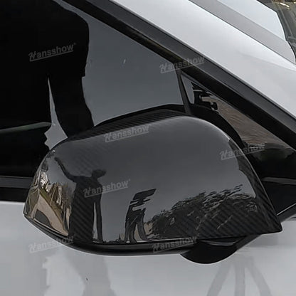 Model 3/Y Real Carbon Fiber Rearview Mirror Cover for Tesla Model Y - detail on vehicle