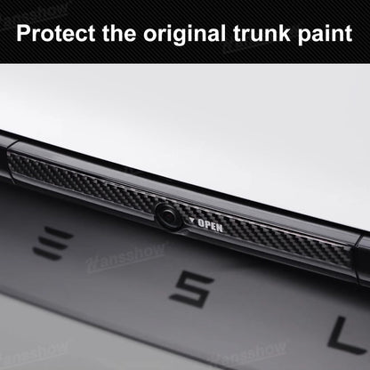 Model Y Juniper Trunk Button Sticker close-up detail