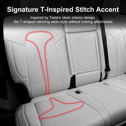 Model Y Juniper Upgrade Seat Covers with Bold 'T' Emblem - Side View