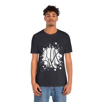 SWA Signature Splash Tee in dark grey color on model